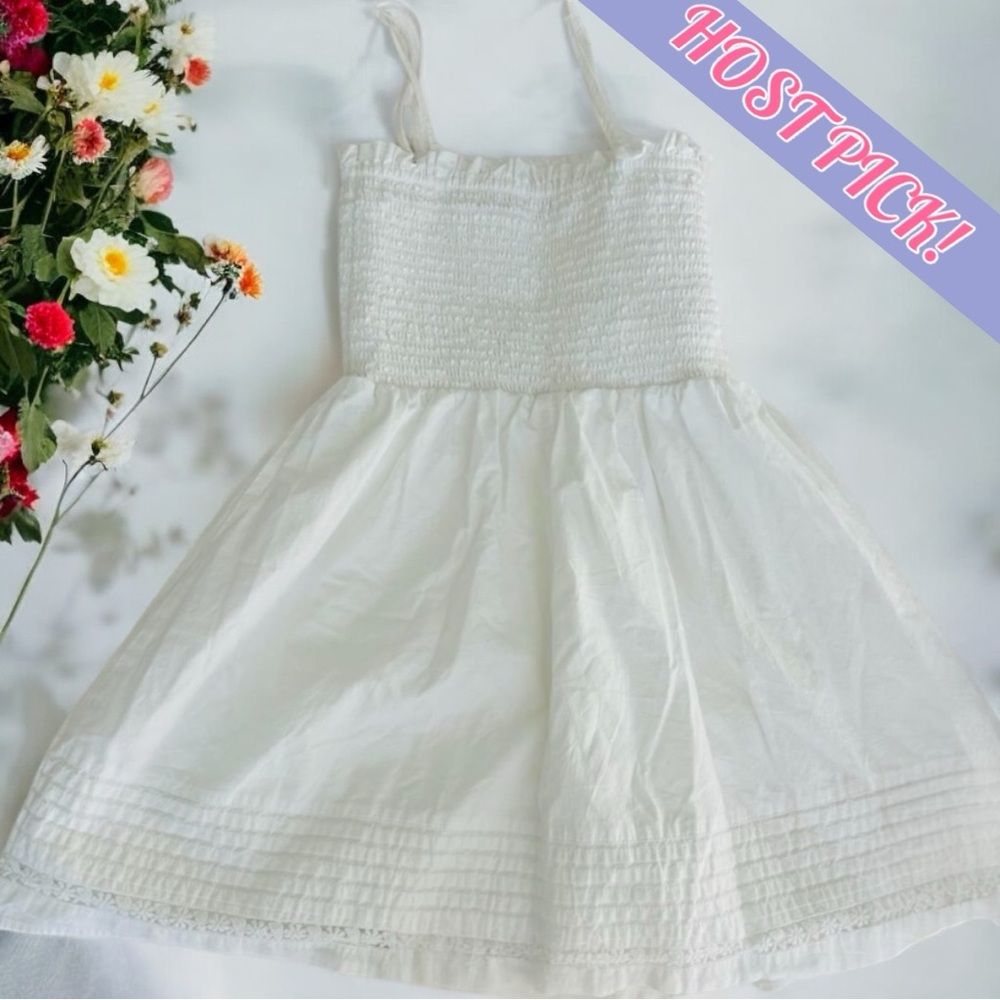 Adorable White Smocked Midi-Dress from American Eagle! EUC, Worn 1x! Sz = LG